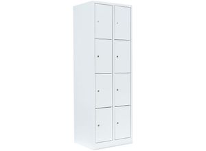 0718046709169 - Schließfachschrank 2 Abteile 8 Fächer 1800 x 600 x 500 mm signalweiß - weiß - Lüllmann