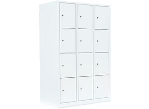 0718046709596 - Lüllmann ® - Schließfachschrank Komfort Wertfachschrank Fächerschrank Spind Umkleideschrank 12 Fächer-Komfort-Spint Weiß 523437 - weiß