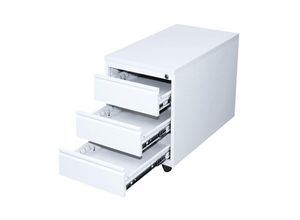 0718046710080 - Lüllmann ® - Profi Stahl Büro Rollcontainer Bürocontainer Holz-Abdeckplatte 3 Schubladen Maße 62x46x79cm ral 9003 Weiß 505807 - weiß