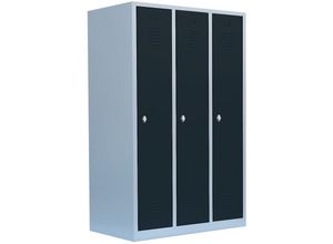 0718046710219 - Lüllmann - Komfort 3er Spind Garderobenschrank Stahlschrank Metallschrank Kleiderspind 180 x 1185 x 50cm Lichtgrau Anthrazit 515138 - grau