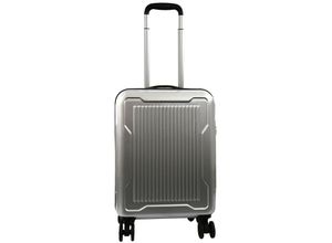 0718046711353 - Reisekoffer Silber Trolley Hartschale Reise Koffer Handgepäck 4 Doppelrollen TSA-Schloss (406020 GrM)