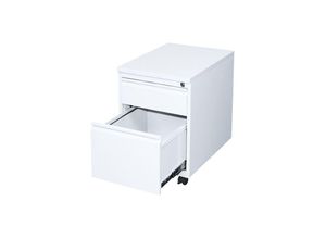 0718046711490 - Lüllmann ® - Profi Stahl Büro Rollcontainer Bürocontainer mit Hängeregistratur Maße 62x46x59cm ral 9003 Weiß 505207 - weiß