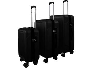 0718046712152 - Set Reisekoffer Schwarz Trolley Hartschale Reise Koffer Handgepäck 4 Doppelrollen TSA-Schloss (406013 set mit 3 Koffern (m+l+xl) Schwarz