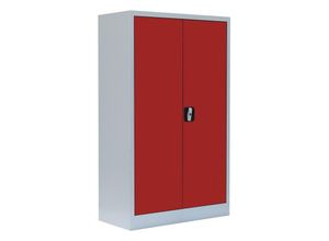 0718046715115 - Lüllmann ® - Stahl-Aktenschrank Aktenschrank abschließbar Büroschrank Stahlschrank Lichtgrau Rot 120 x 80 x 383cm 530294 - rot