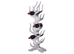 0719377927239 - Fun Moebel - Weinregal Design Flammen 93 cm für 9 Flaschen Aluminium Silber