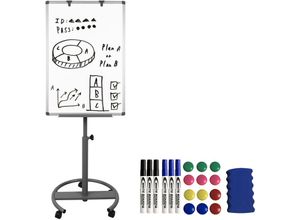 0722909793981 - Whiteboard Flipchart Ständer mit Rädern Höhenverstellbar Beschreibbar Trocken Abwischbar Magnetisch 90x60cm Mobiles Magnettafel (Typ a) - Froadp