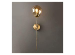 0723496190511 - Vintage industrielle Wandleuchte LED-Innenwandlampe E14 Golde Nachttischlampe bernsteinfarbene Glaskugel-Leuchter für Schlafzimmer Wohnzimmer