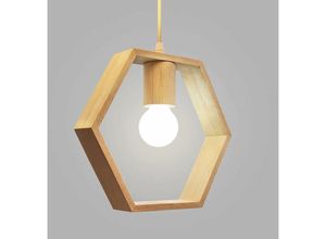 0723496190948 - Comely - Nordic Wooden Hexagon Geometric Pendelleuchten Single Head Hanging Esszimmer Bar Restaurant Holzlampe mit 5W White Bulb