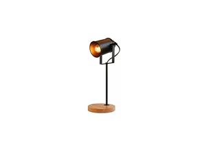 0723496609280 - Goeco - Tischlampe Holz Vintage Nachttischlampe E27 Basis Für Schlafzimmer Wohnzimmer Büro Schwarz