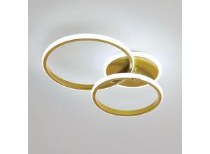 0723496641440 - Goeco - 42W led Deckenleuchte Gold 3-Flammig led Deckenlampe 52CM Moderne Rund Ring Design Aluminium Deckenleuchten Wohnzimmerlampe Schlafzimmer