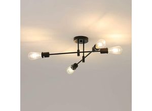 0723496695863 - Comely - Industrielle Deckenlampe 4-Lumières Retro Deckenlampe Vintage moderne Kronleuchter Deckenlitz E27 für Wohnzimmer Schlafzimmer Schwarze