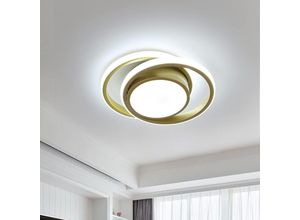 0723496915015 - Comely - Moderne LED-Deckenleuchte Runde Deckenlampe 27 cm für Flur Schlafzimmer Badezimmer Küche Wohnzimmer - 35W - Gold - Kaltes Weißes Licht