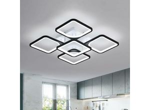 0723496915060 - Moderne LED-Deckenleuchte 75 W schwarze quadratische Design-Deckenleuchte 6500 K kaltweißes Licht Wohnzimmer-Kronleuchter Innendeckenbeleuchtung