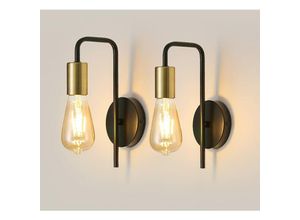 0723496915404 - Vintage Wandleuchte 2er Pack Industrielle Innenwandlampe Retro Eisen Wandstrahler für Schlafzimmer Flur Bar E27 IP20 Schwarz Ohne Leuchtmittel