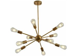 0723496953871 - Comely - Sputnik Kronleuchter Lampe Vintage Pendelleuchte Satellit Satellit Hängelampe 10-Licht E27 Metall Messing Lampenfassung für Wohnzimmer