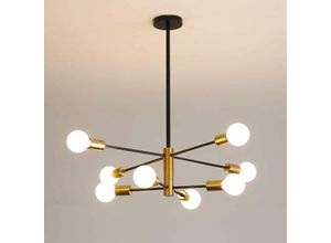 0723496954137 - Comely - Pendelleuchte Hängelampe Moderner Schwarz-Gold 8 Lichter E27 Fassung 360° Drehbar Industrie Hängeleuchte aus Metall für Wohnzimmer Esszimmer