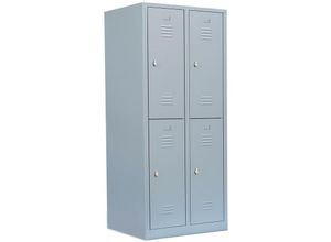 0723794140027 - Lüllmann - Steelboxx Komfort Spind Garderobenschrank 4 Fächer Schrank Schließfachschrank 180 x 80 x 50cm Lichtgrau 523220 Abteilbreite ca400 mm