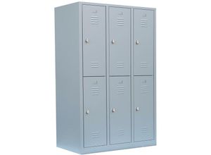 0723794140041 - Lüllmann ® - Steelboxx Komfort Spind Schrank Schließfachschrank 6 Fächer-Spint Fächerschrank Umkleideschrank 523230 Lichtgrau 180 x 1185 x 50cm