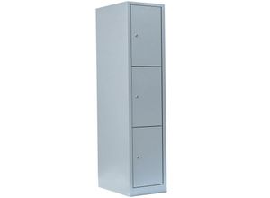 0723794140072 - Lüllmann - Schließfachschrank Fächerschrank Wertfachschrank 1800 x 415 x 500 mm Lichtgrau 3 Fächer 1 Abteil Abteilbreite ca 400 mm 523310 - grau