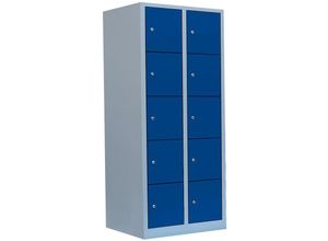 0723794140249 - Lüllmann ® - Komfort Schließfachschrank Wertfachschrank Fächerschrank Spind Umkleideschrank 10 Fächer-Spint Grau Blau 523521 - blau