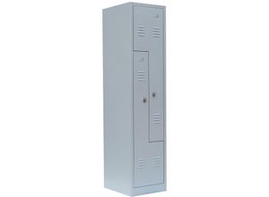 0723794141062 - Lüllmann - 2er Z-Spind Umkleideschrank Stahl Kleiderschrank Garderobenschrank Lichtgrau (h x b x t) 180 x 415 x 50 cm   525100 - grau