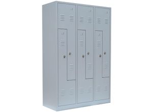 0723794141109 - Lüllmann - 6er Z-Spind Umkleideschrank Stahl Kleiderschrank Garderobenschrank Lichtgrau (h x b x t) 180 x 1185 x 50 cm   525120 - grau