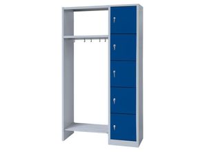 0723794141161 - Schließfachgarderobe Wertfachschrank Fächerschrank Spind Umkleideschrank rechts inkl Garderobe 5 Fächer-Spint Grau Blau 525511 - blau