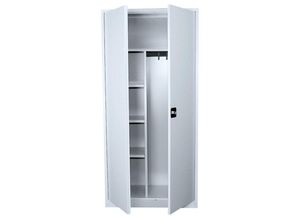 0723794142113 - Lüllmann - Flügeltürschrank Kleiderschrank Stahl Lagerschrank Aktenschrank PutzSpind Werkzeugschrank Lichtgrau 1800 x 800 x 383 mm 545520 - grau