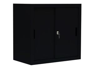 0723794142519 - Lüllmann - Schiebetürenschrank Schiebetüren Büro Aktenschrank Sideboard aus Stahl Schwarz 750 x 800 x 450 mm (h x b x t) 550089 - schwarz