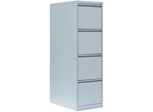 0723794143394 - Lüllmann - Stahl Büro Hängeregistratur Schrank Bürocontainer 132x40x62cm (HxBxT) mit 4 Schüben einbahnig Lichtgrau 560410 - grau