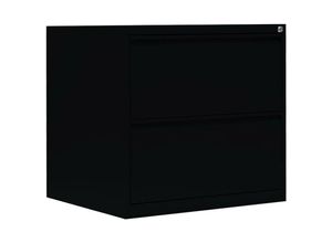 0723794143424 - Lüllmann - Stahl Büro Hängeregistratur Schrank Bürocontainer 70x76x62cm (HxBxT) mit 2 Schüben doppelbahnig Schwarz 561229 - schwarz