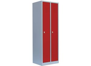 0723794147583 - Steelboxx Spind Garderobenschrank Stahlschrank Metallschrank Kleiderspind 180 x 60 x 50cm Lichtgrau Rot 2 Abteile 510124 - rot