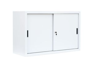 0723794147699 - Lüllmann - Schiebetürenschrank Schiebetüren Büro Aktenschrank Sideboard aus Stahl Weiß 750 x 1200 x 450 mm (Höhe x Breite x Tiefe) 550127 - weiß