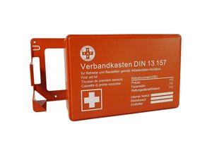 0723794148535 - Verbandkasten orange Erste Hilfe Koffer din 13157 Verbandkasten + Wandhalter 620150SB