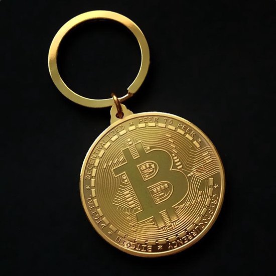 0723834580004 - Bitcoin-Schlüsselanhänger - Kryptotoken - Physische Münze - Gold