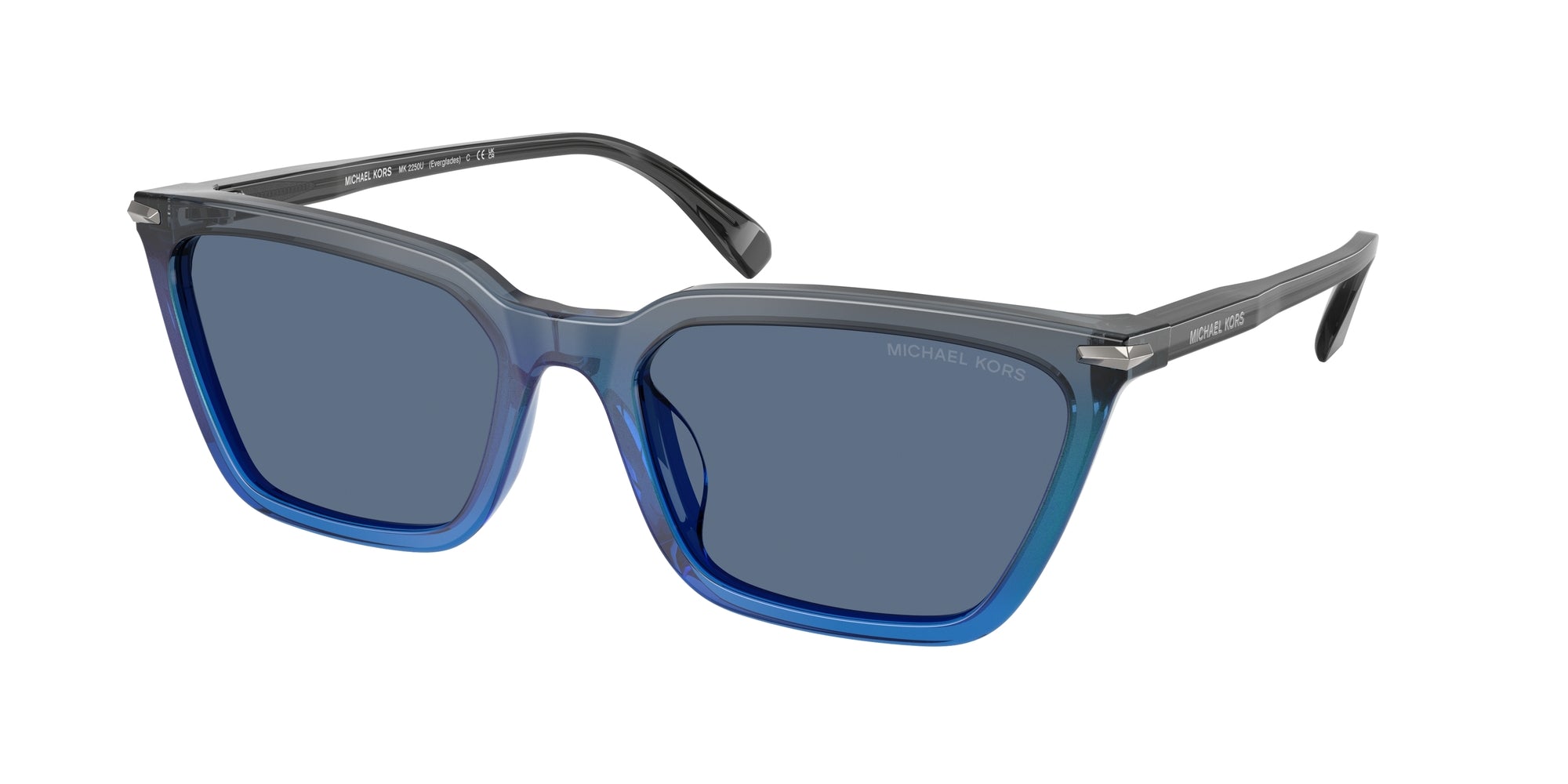 0725125533102 - Herren MK2250U EVERGLADES 401180 Gläser SONNENBRILLEN Acetat Grau Blau Cat Eye Normal