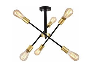 0725889890657 - Moderne industrielle Deckenleuchte aus Metall 6 Lampen E27-LED-Deckenleuchte Vintage-DIY-Anhänger-Kronleuchter für Wohnzimmer Küche Flur Loft