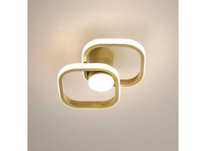 0725889892187 - Deckenleuchten Plafon LED-Deckenleuchte 22 w 2000 lm 27 cm Wandleuchte für Schlafzimmer goldenes quadratisches Design moderne Deckenleuchte für