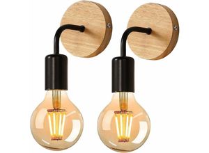 0725889892491 - COMELY Industrielle Innenwandleuchte Wandleuchten aus Holz Wandlampe aus Metall Retro Wanddekoration für Wohnzimmer Schlafzimmer (Schwarz