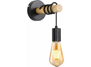 0725889893214 - Spot -Wanddesign im industriellen Retroholz Vintage -Wandleuchten E27 10Watt Max -Sockel Innenbeleuchtung für Wohnzimmer -Korridor Black Bar (ohne