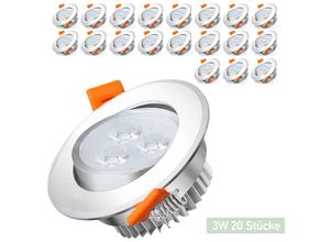 0726502705136 - 20X led Spot Einbaustrahler Set Einbauleuchte Deckenleuchte Strahler IP44 3W Warmweiß - Warmweiß - Vingo