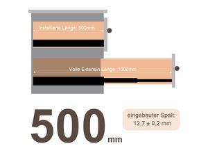 0726502711649 - Hengda - 2X Schubladenschienen Vollauszüge 500 mm Schubladen Führung kugelgelagert Tragkraft 35 Kg