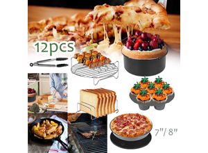 0726502829580 - Wolketon - vingo Heißluftfritteuse Zubehör 12tlg Fritteuse Set inkl Brotbackkorb Pizzapfanne Grillrost Spieße