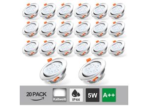 0726502833563 - Hengda - vingo 20X led Einbaustrahler Spot Set Kaltweiß 7W Einbauleuchte Deckenleuchte Strahler IP44 5W