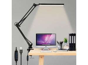 0726502843517 - Led Schreibtischlampe Tischlampe dimmbar Leselampe flexibel Bürolampe 10W mit Schwenkarm geeignet für Büro - Schwarz - Vingo