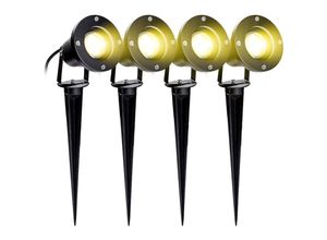 0726502847706 - Wolketon - vingo 4er Pack Gartenstrahler mit Erdspieß 4W GU10 led IP65 Wasserdicht Gartenbeleuchtung mit Stecker Warmweiß 3000K Außenleuchte für