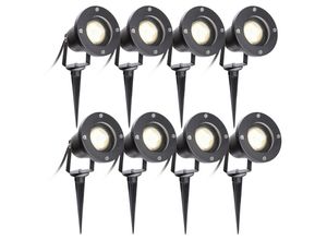 0726502847720 - Wolketon - vingo 8er Pack Gartenstrahler mit Erdspieß 4W GU10 led IP65 Wasserdicht Gartenbeleuchtung mit Stecker Warmweiß 3000K Außenleuchte für