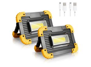 0726502847812 - 2X 30W led Arbeitsstrahler Baustrahler Akku Tragbares 3000LM Wiederaufladbare Campinglampe mit 3 Lichtmodi Flutlicht Baustrahler 4800mAh Powerbank