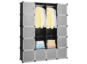 0726503249424 - Diy Kleiderschrank Garderobe mit Türen 20 Fächern Steckregal Regalsystem Kleiderschrank 180 x 142 x 37 cm - Hengda