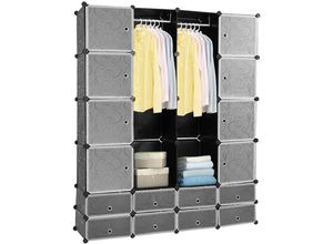 0726503256606 - Regalsystem Kleiderschrank 16 Würfel mit Türen Steckregal Garderobe diy 180 x 142 x 37 cm - Hengda